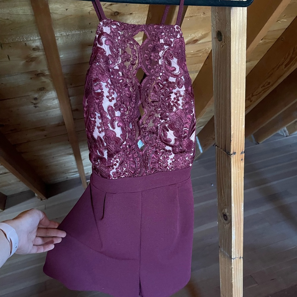 Brand new small maroon romper